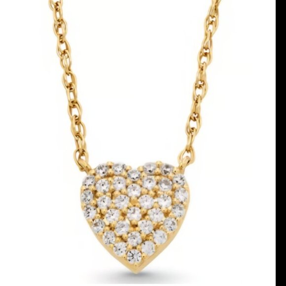 Sterling silver with 14K gold plate Features a heart-shaped lab-grown diamond - Picture 1 of 6